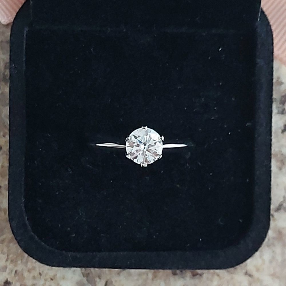 1 Carat Solitaire Moissanite 925 Silver Engagement Ring